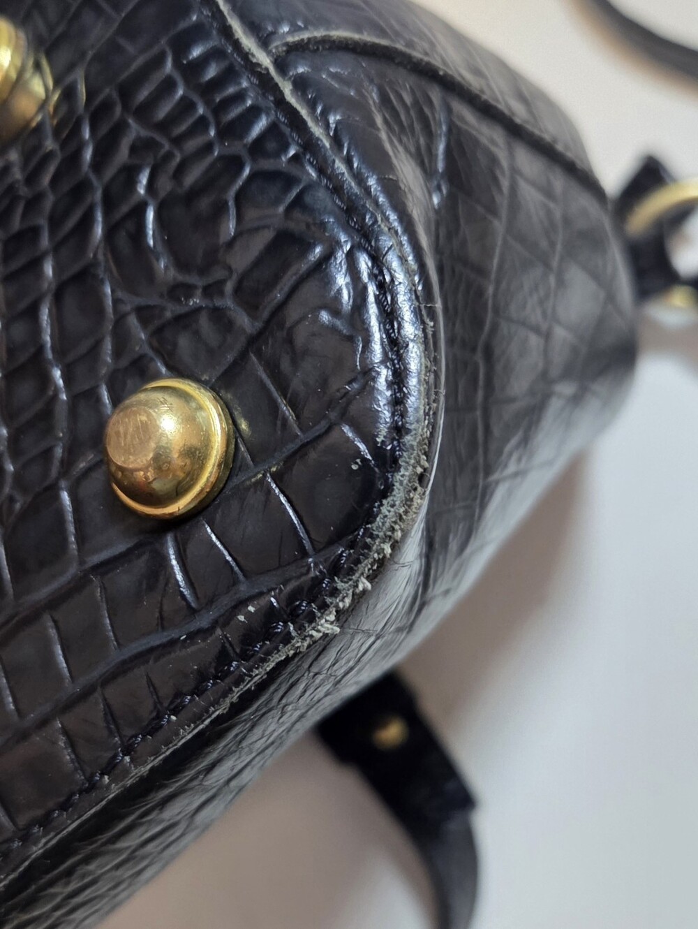 Brahmin Black Croc Embossed Leather Satchel Crossbody Bag Mini Arno - Picture 8 of 16